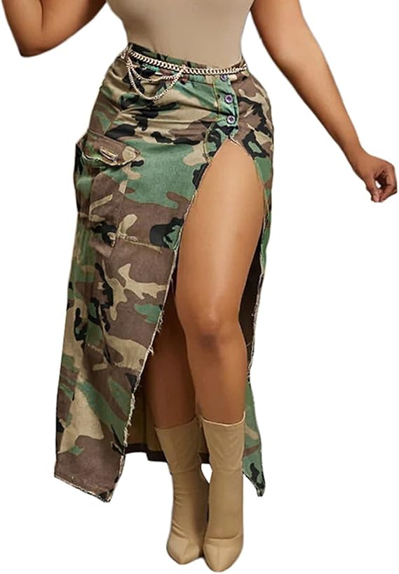 camouflage-casual-camouflage-print-slit-regular-high-waist-conventional-full-print-skirts