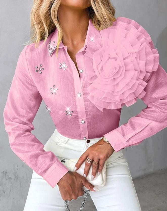 beautiful-button-up-blouse-with-rhinestones-and-decorative-flower